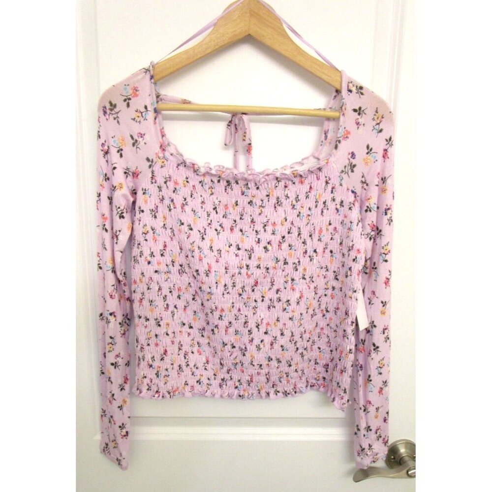 LORD & TAYLOR Design Lab Women's Lavender Floral Long Sleeve Top Large - NWT - Picture 1 of 15